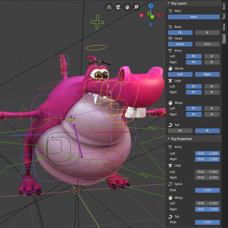 Snout rig from Artella for blender 2.80 beta & 2.79 preview image 1